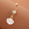 1PC Stainless Steel Simulated Pearl Shell Belly Button Ring For Women Men Bohemian Summer Sea Shell Navel Piercing Body Jewelry