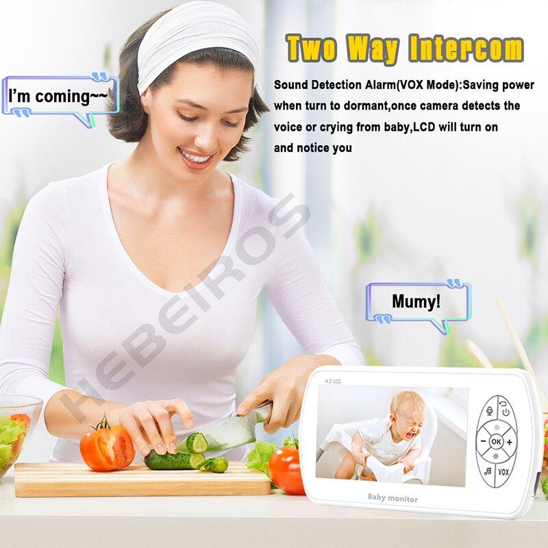 Baby Monitor With Music Talk Back Night Vision 360 PTZ Camera Battery Security Nanny Wifi Camera 4.3 Inch Video 1080PAA
