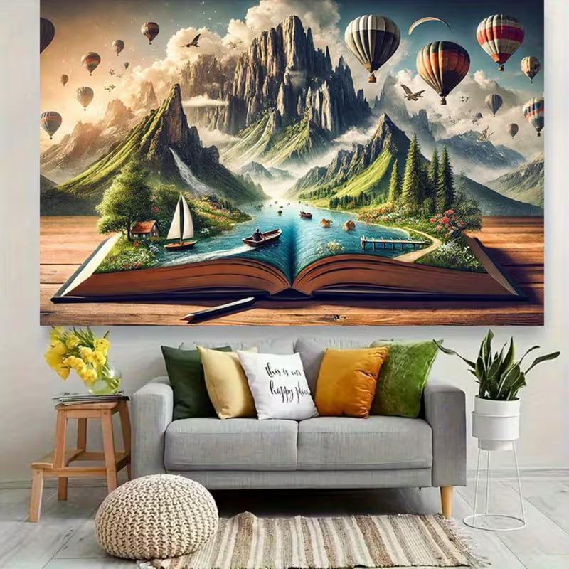 2D Magical Storybook Backdrop Mountain Lake Photography Background