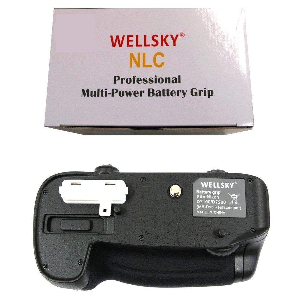 WELLSKY Pack Compatible with Nikon and SLR Cameras MB-D15 Multi-Power D7200, D7100, EN-EL15a, EN-EL15b, EN-EL15, EH-5c, EH-5b, EP-5B