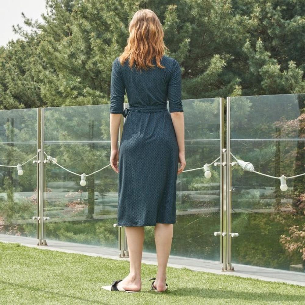 Lipbbam Creora Derosi Cara 3/4 Ärmel Langes Wickelkleid Ldm11be01