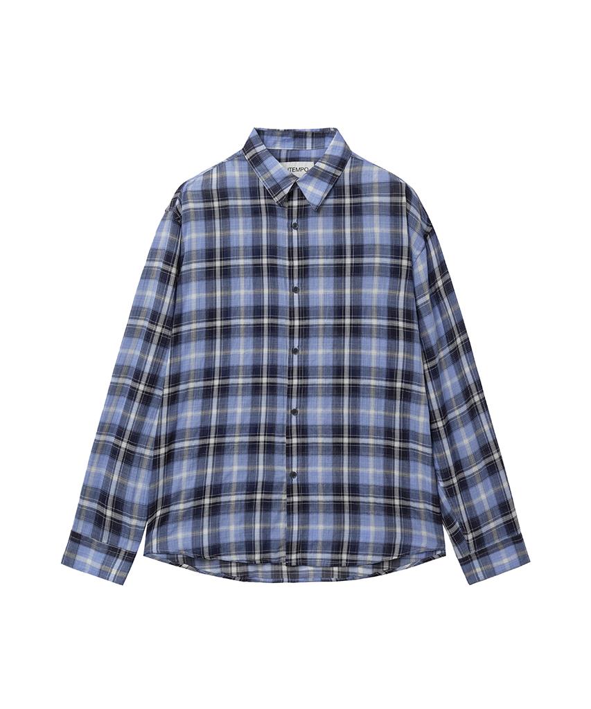 INTEMPOMOOD Retro Light Check Shirt_Blue