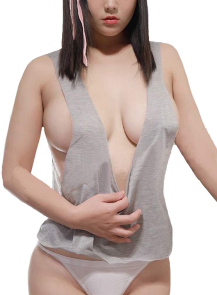 

[DOKiDOKi] Сексуальная тонкая майка (Серый) - Показывает грудь сбоку, Сексуальный, Рубашка поло, Тонкий топ, Короткая футболка, Кардиган, Футболка