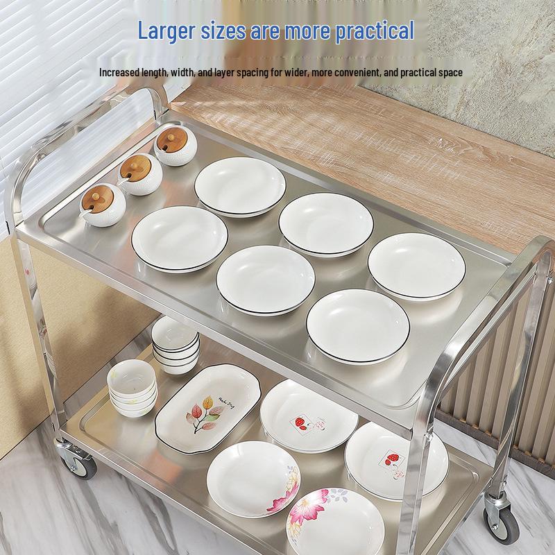 Stainless Steel Two-Tier Mobile Dining & Serving Cart