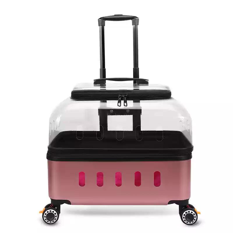 PC Material Pet Suitcase Cat Bag Portable Pet Outdoor Luggage Transparent Dog Aviation Box Small Cart Household Pet Supplies