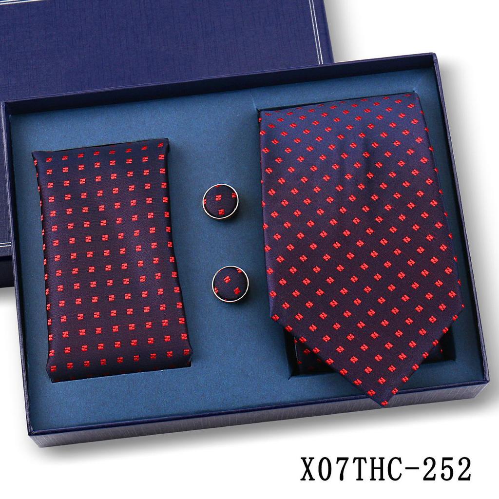 Men's Black Striped 3-Piece Gift Set: Hand-Tied 8cm Tie with Pocket Square & Cufflinks
