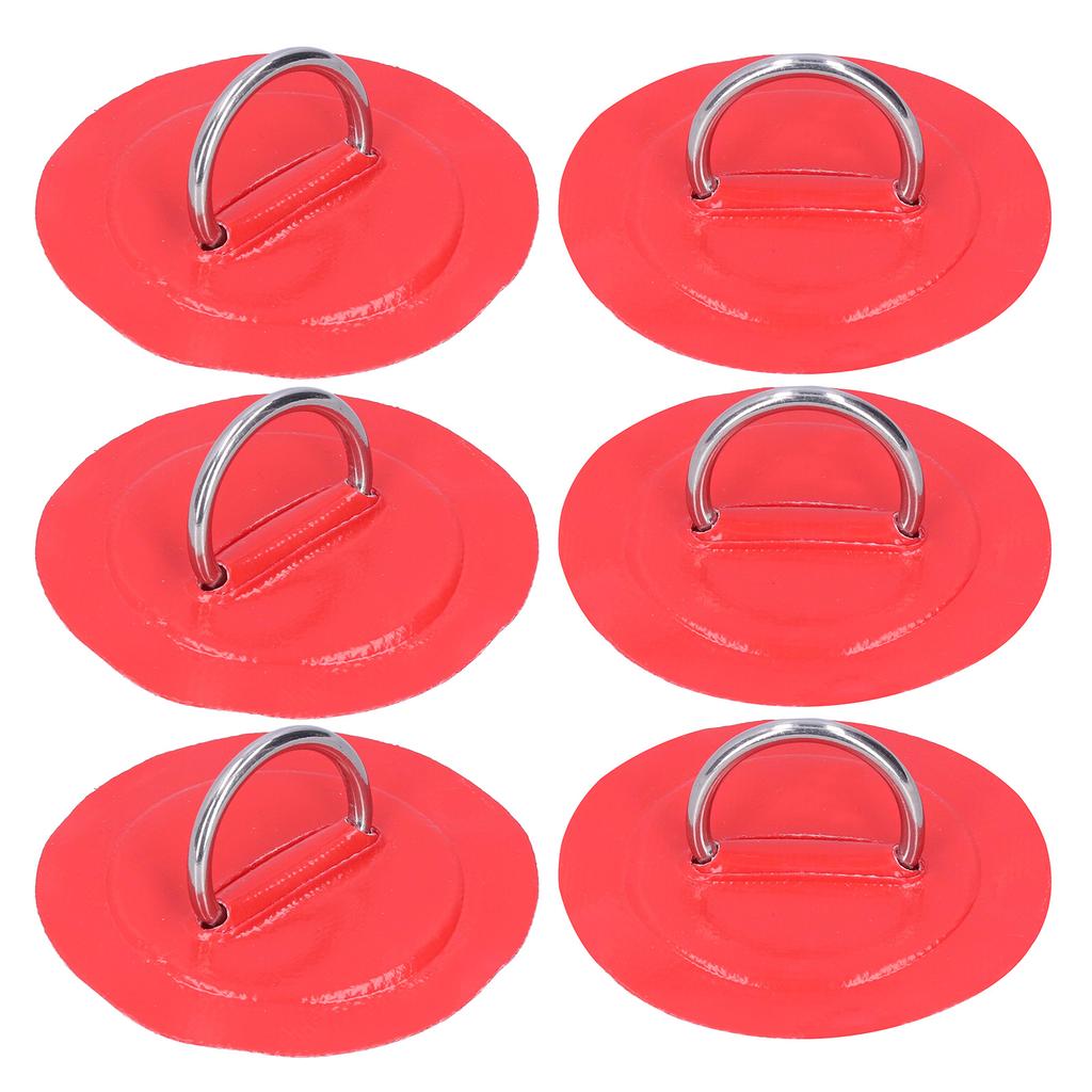 6pcs Inflatable Boat Kayak DRing Pad Patch Marine Fixed Buckle with Elastic Bungee Cord(Red )