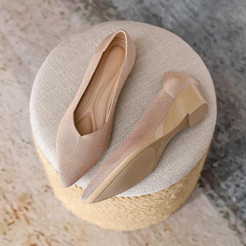 Fashion Women Wedge Increase Knitting Shoes Summer New Pointed Casual Slip On Comfortable Loafers Shoes Female Breathable Walking Shoes