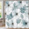 Black And White Flowers Printed Shower Curtain Partition Privacy Hanging Floral Bathroom Curtain With Hooks Decoration Curtain