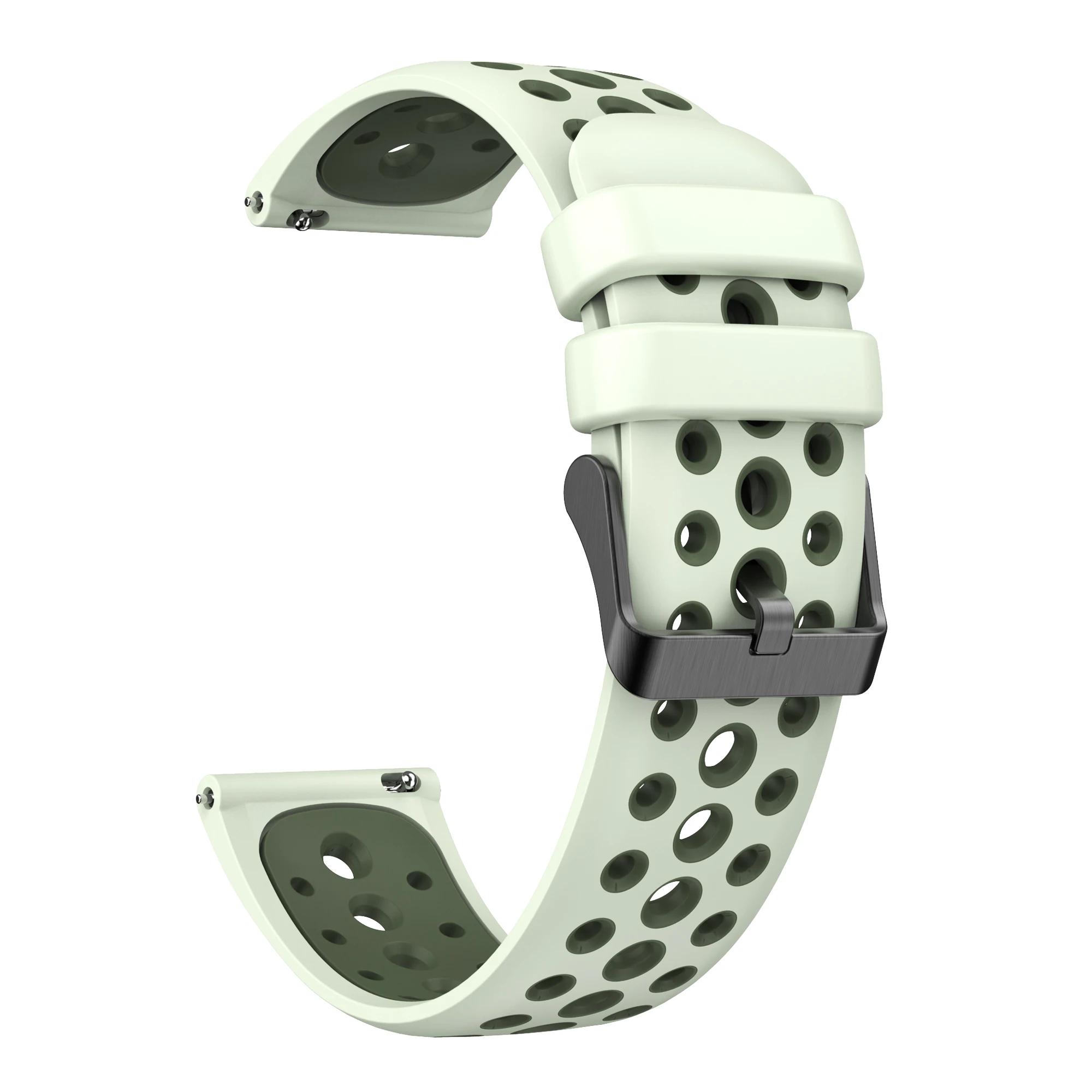 

Мягкий двухцветный силиконовый ремешок 20 мм 22 мм для Garmin Vivoactive 6 5 4 / Forerunner 265 255 165 245 Music / Venu 3 2 Plus 22mm мятный зеленый