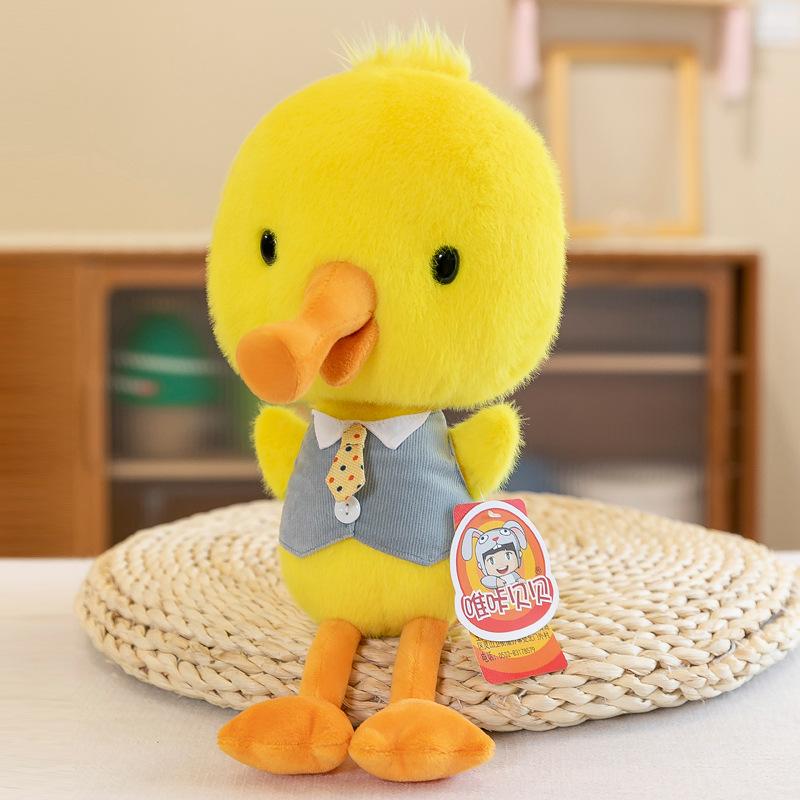Cartoon Travel Duck Plush Toy Cute Little Yellow Duck Doll with Hat Children Rag Doll Gift