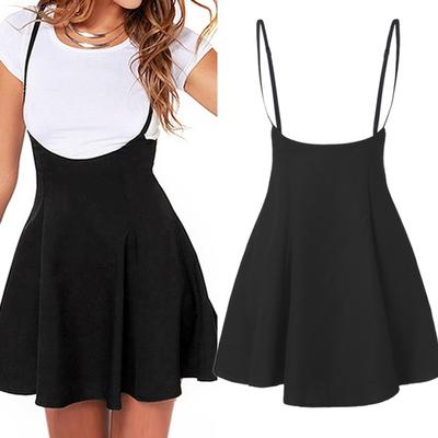 Γυναικεία Μόδα Ολόσωμη Strappy Μαύρο Φόρεμα Πλισέ Μίνι Κοντές Φούστες A Line Brace Φούστα