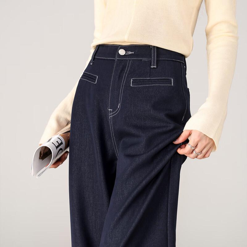 

Handu Yishe Women s Drapey Faux Denim Straight-Leg Casual Pants XL