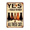 Vintage Metal Cat Sign Wall Decor for Home Cafe