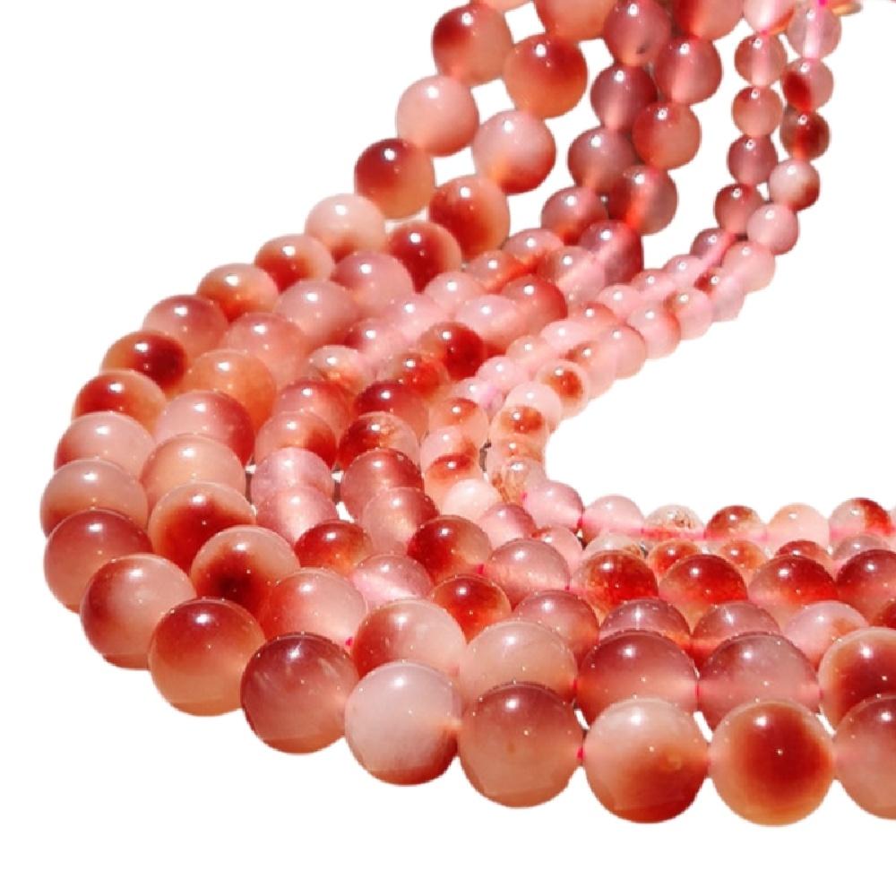 Red Chalcedony Floating Jades Natural Stone 15" Smooth Loose Spacer Beads 4/6/8/10/12mm for Jewelry Making DIY Bracelets Charms Accessories
