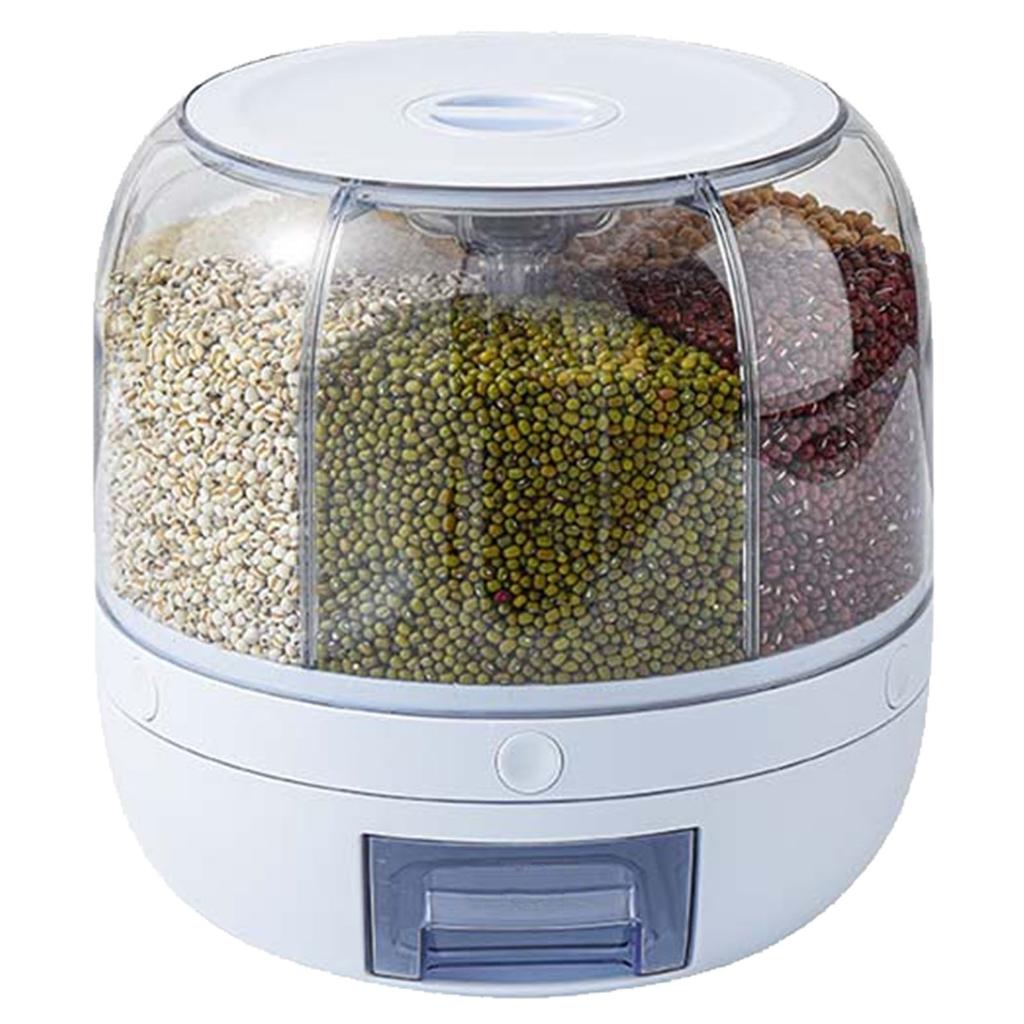 Grains Separate Storage Box Sealed Rotating Rice Bucket Home Insect Damp Proof Rice Storage Tank L 27x27cm 10.6x10.6in