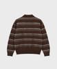 WORK ON BODY OFF Lanugo Semi-Overfit Striped Brush Collar Knit [Brown]