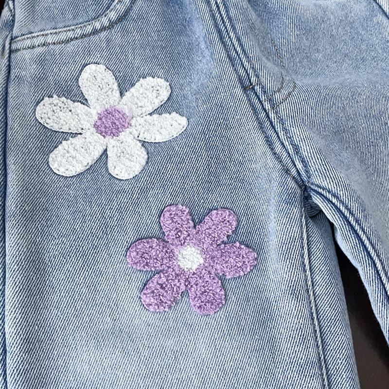 Tvättade Mjuka Denimbreda Byxor för Flickor - Mångsidiga Casual Långbyxor (2026)