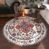 Moroccan Floral Round Carpet, Washable for Living Room & Dining Kitchen Coffee Table Floor Mat  Kid's Play Mat Entrance Door Mat
