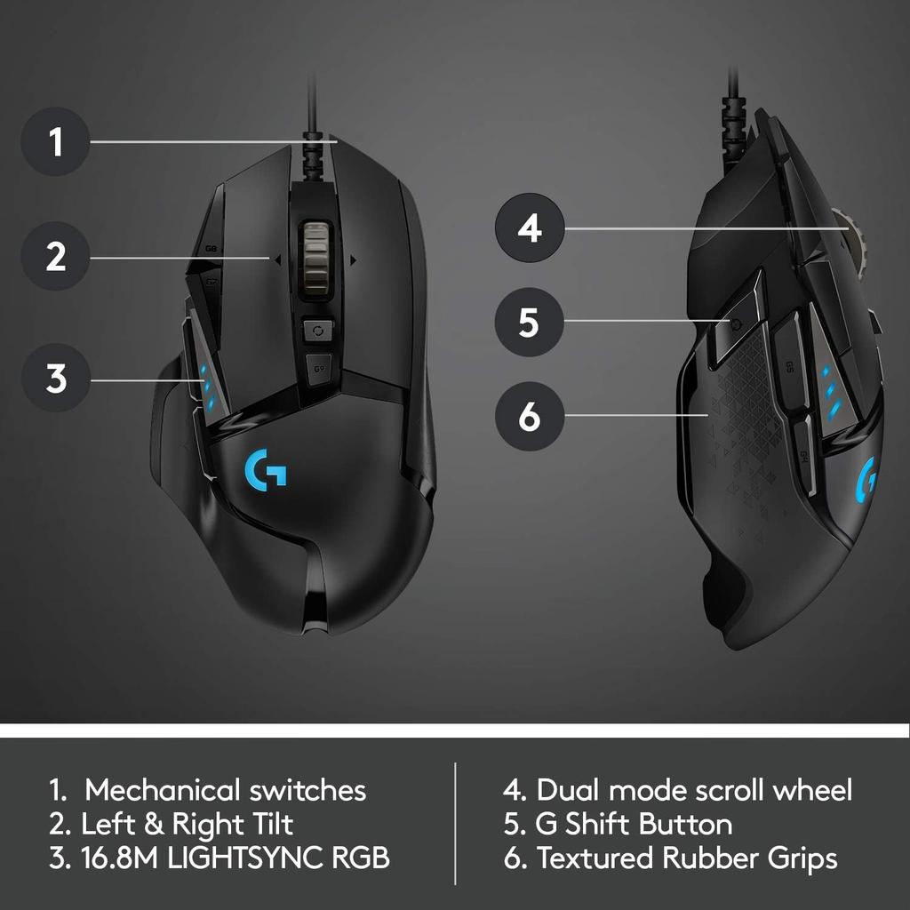 Logitech G502 HERO Dominator Wired Mouse Gaming Esports HERO Engine RGB Mouse Mechanical Weighting Competition