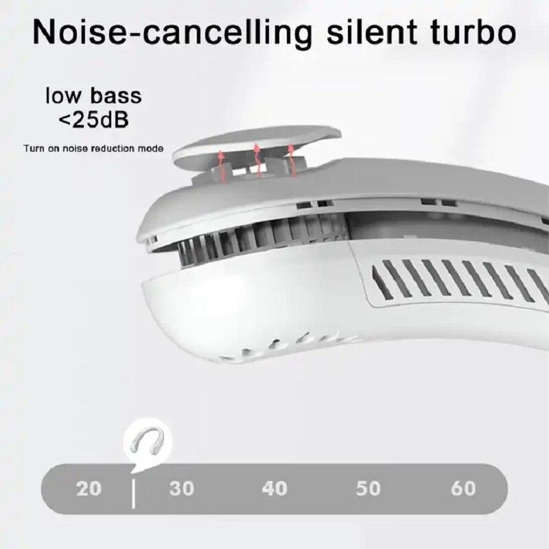 Wholesales Hands Free Mini Rechargeable Earphone Design Leafless Neck Fan Wearable Portable Hanging Neck Fan