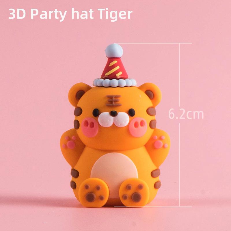 3D Zvířátka Topper na dort Korejský styl Malé zvíře Tygr Lev Oslava miminka 1. narozeniny Chlapec Dívka Roky Starý Party Dekorace na dort