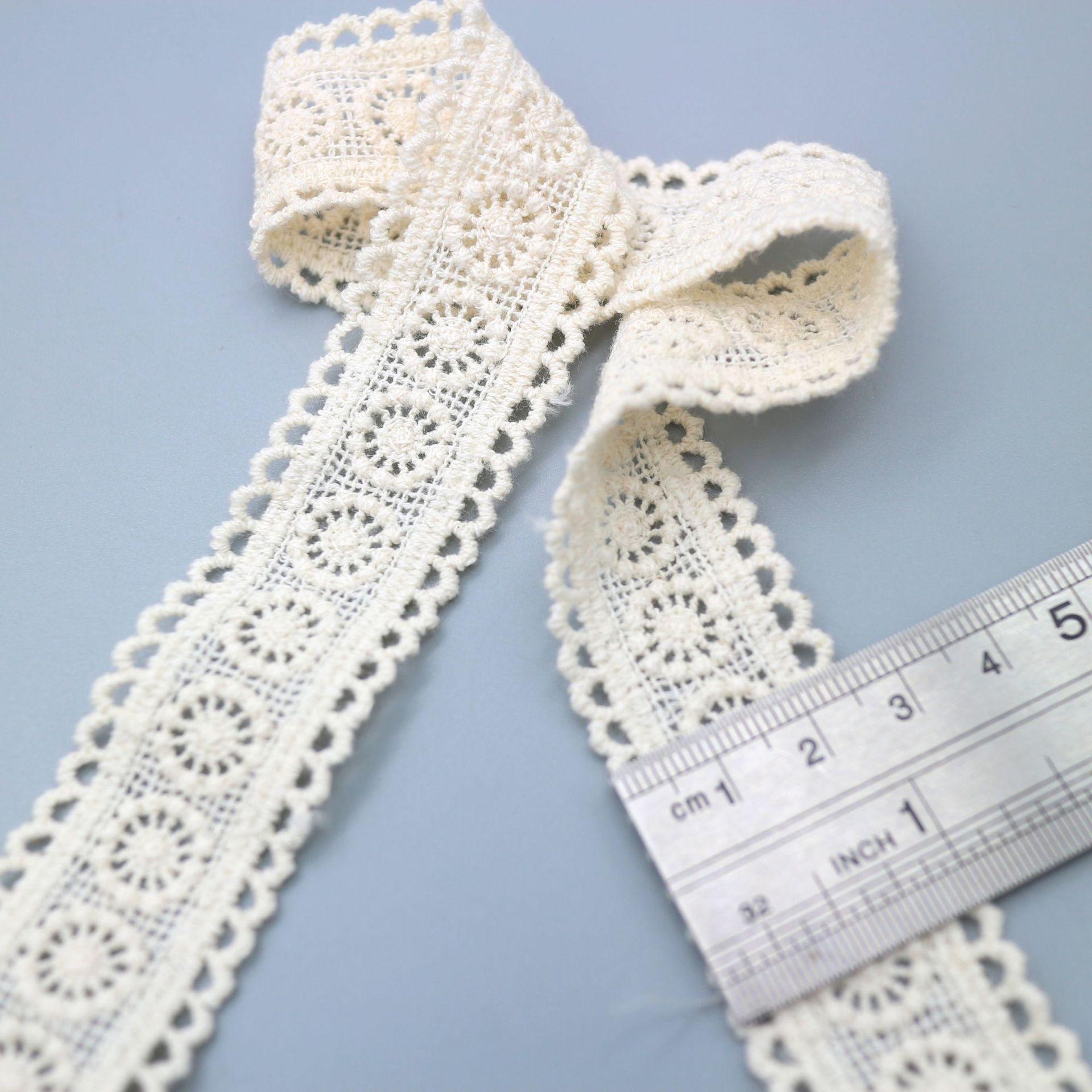 Хлопковая нить Водорастворимая Вышивка Штрихкод Бисер Кружево, Компьютерная вышивка Неэластичное кружево Ажурное кружево JS40814