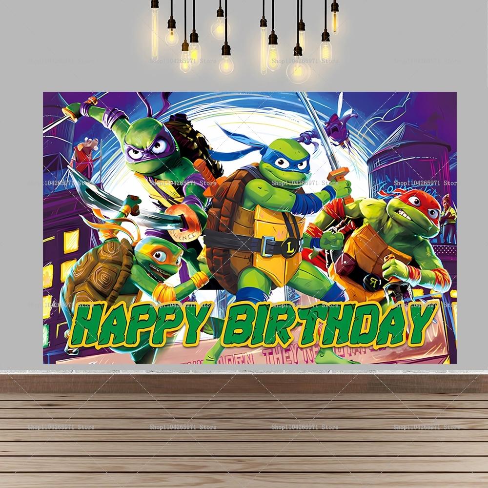 Teenage Mutant Ninja Turtles Backdrop Cartoon Hero Theme Kids Boys Birthday Party Decor Baby Shower Photo Background Props