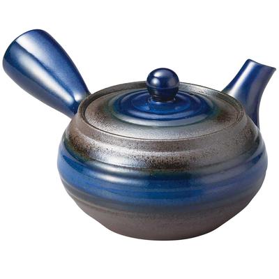 Tetera Banko Ware "Simple y Fácil de Usar" Sirve para 2, Aprox.. 330ml, Plano de 1,5cm, Patrón de Esmalte de Pepino de Mar, Hecho en Japón, 18138