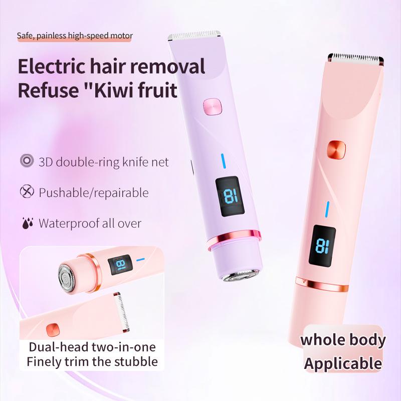 Women's Electric Epilator with Digital Display - Dual-Head, Full Body Use, Washable for Wet/Dry Shaving, Portable Hair Remover.