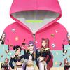 Kids Girls POP Singer Rumi Zoey Mira Printed Casual Hooded Zipper Long Sleeves Jacket Coat