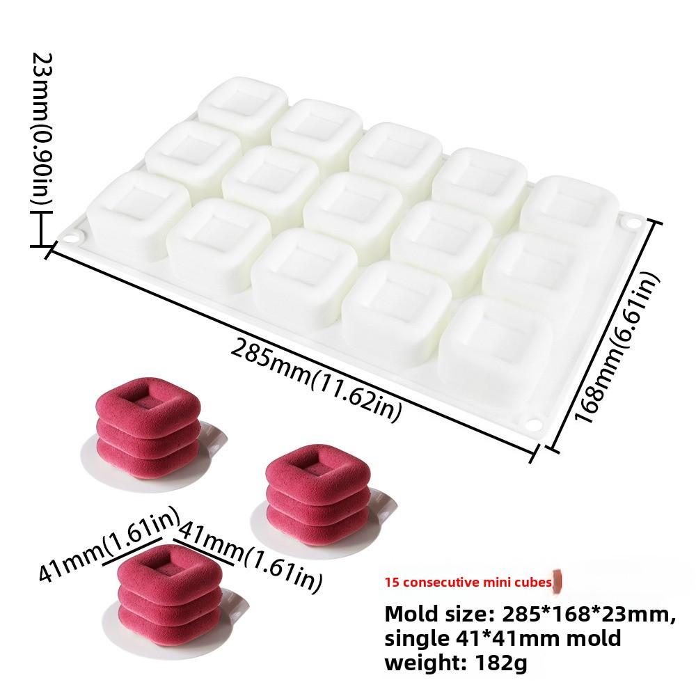 

15-Hole Mini Square Chocolate Silicone Mold For French Dessert Mousse Cake Jelly Bakeware Kitchen Pastry Decoration Cake Tool белый