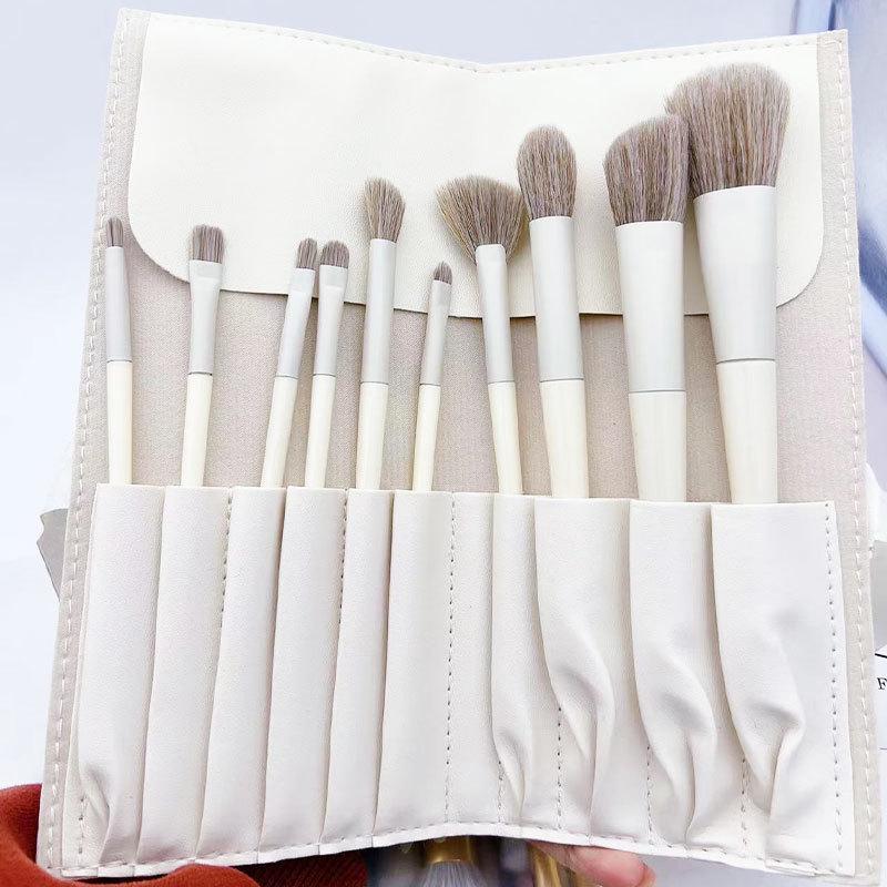 10-Piece Soft Bristle Makeup Brush Set: Eyeshadow, Lip, Blush, Nose Shadow Brushes