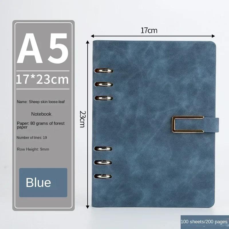 A5 Notebook Simple Office Gift Loose Leaf Vintage Planner Notebooks Creative Buckle Ring Thick Notepads Account Writing Pads