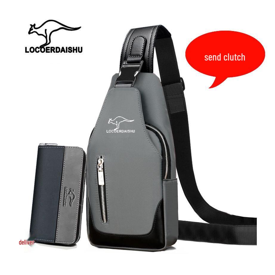Men's Waterproof Oxford Cloth Crossbody Chest Bag - Korean Style, Trendy, Wear-Resistant, Single Shoulder Bag