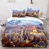 American City Landscape Duvet Cover Set Statue of Liberty Pattern King Queen Size Comforter Cover for Teen Polyester Bedding Set