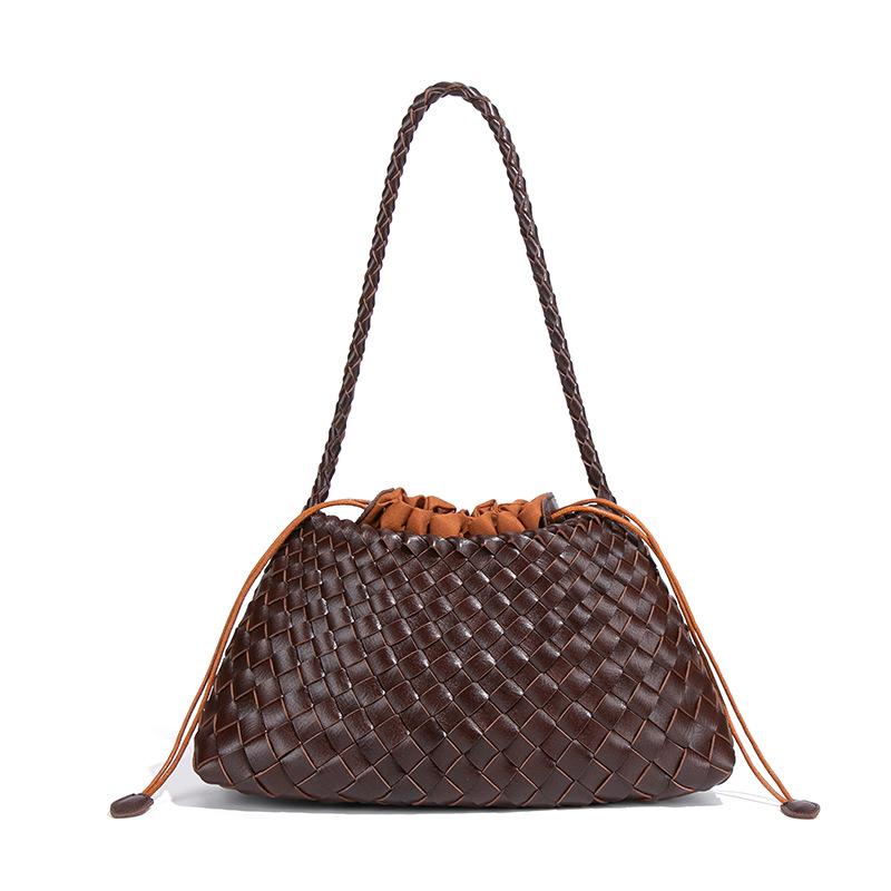 Borsa da donna a spalla singola borsa intrecciata alla moda borsa versatile da sotto braccio borsa a mano retrò madre e figlio