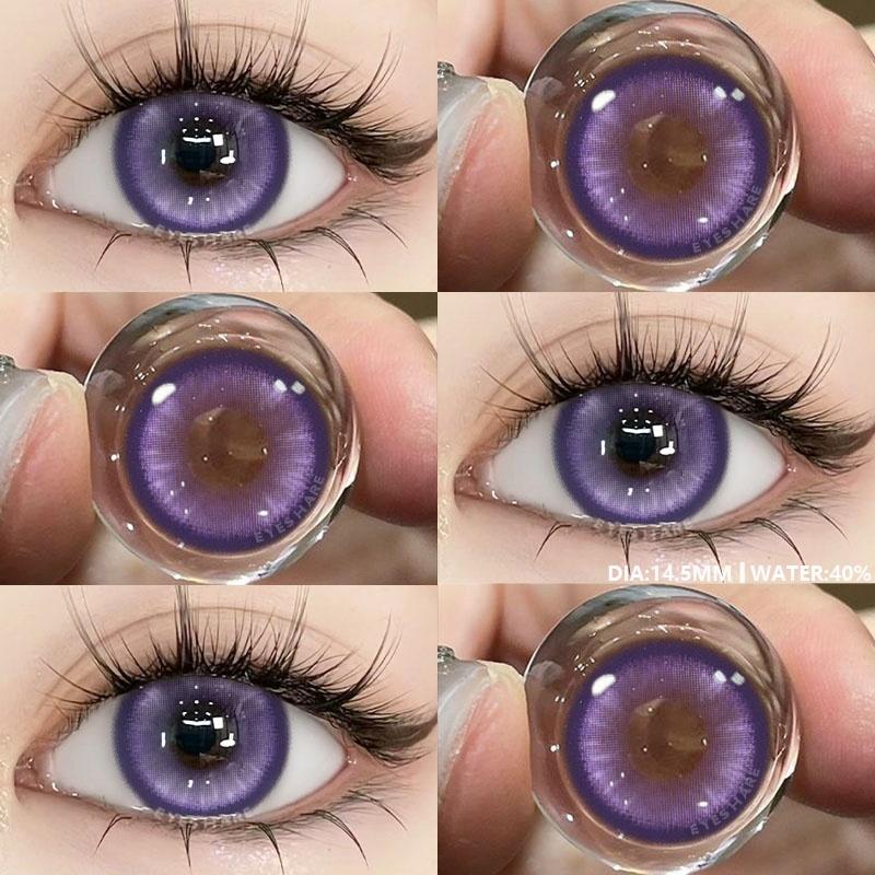 

1 пара фиолетовых линз для цвета глаз, цветные контактные линзы, аниме, розовые линзы, линзы Y2K для естественных глаз, линзы для косплея, годовые