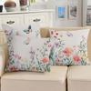 Set of 4 Spring Floral Throw Pillow Covers 18x18 Inches,Soft Linen Cushion Cases with Wildflowers Plants and Butterfly Garden Design for Couch Sofa