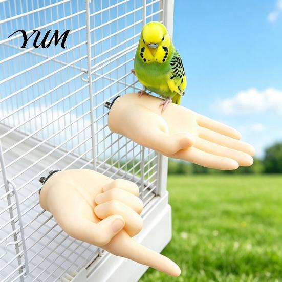 Cage Mount Bird Perches Hand-Shaped Parrot Perch Stand, Non-Slip Easy Install Stand Perches, Desensitization Interactive Training Toy, Accessories