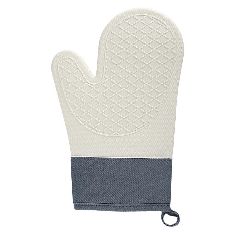 Silicone Heat-Resistant Anti-Slip Oven Gloves with Cotton Lining and Diamond Pattern