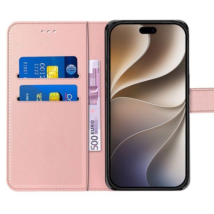 Coque + 2 Verres Trempés pour iPhone 18 Pro Max, Protection Anti-Rayures Antichoc Synthécuir Rose