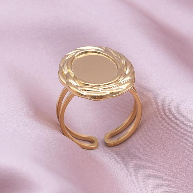 Klassisk Retro Öppningsbar Justerbar Ring Oregelbunden Geometri Hjärta Ellips Vattendroppe Glänsande Rostfritt Stålringar Semesterpresent