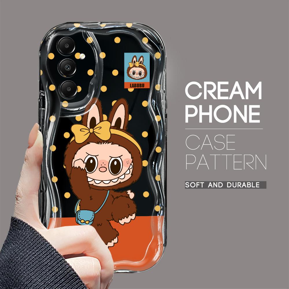 

Милый мультяшный узор, кремовая текстура, мягкий силиконовый чехол с волнистыми краями, чехол для телефона Samsung Samsung A14 чёрный