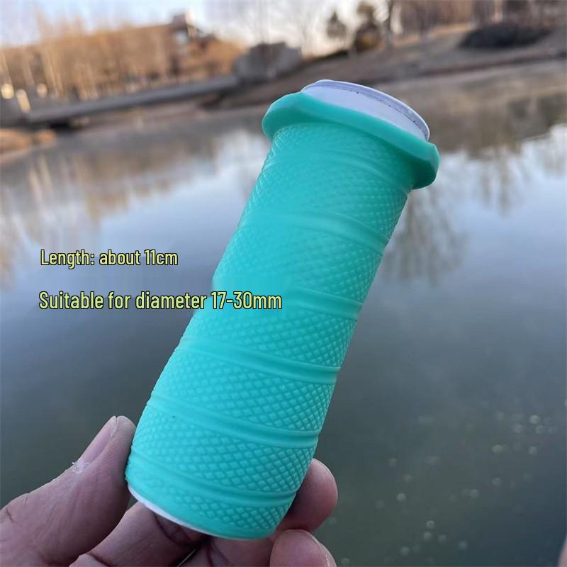 Third Gen Fishing Rod Handle: Anti-slip, Wear-resistant Silicone Grip with Built-in Rod Stopper and Pull-out Cover.