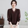 Mom's Spring Knit Top with Gauze Sleeves – Stylish, Age-Reducing Sweater for Middle-Aged and Elderly Women