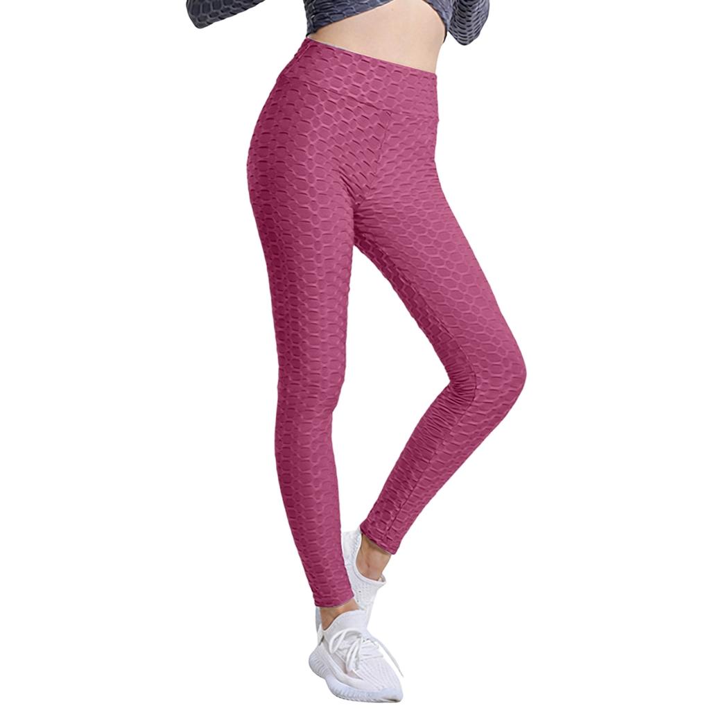 Women's Fashion Jacquarded High Elastic Sports Bodybuilding Cropped Pants Fitness Solided Color High Waist Hip Leggings