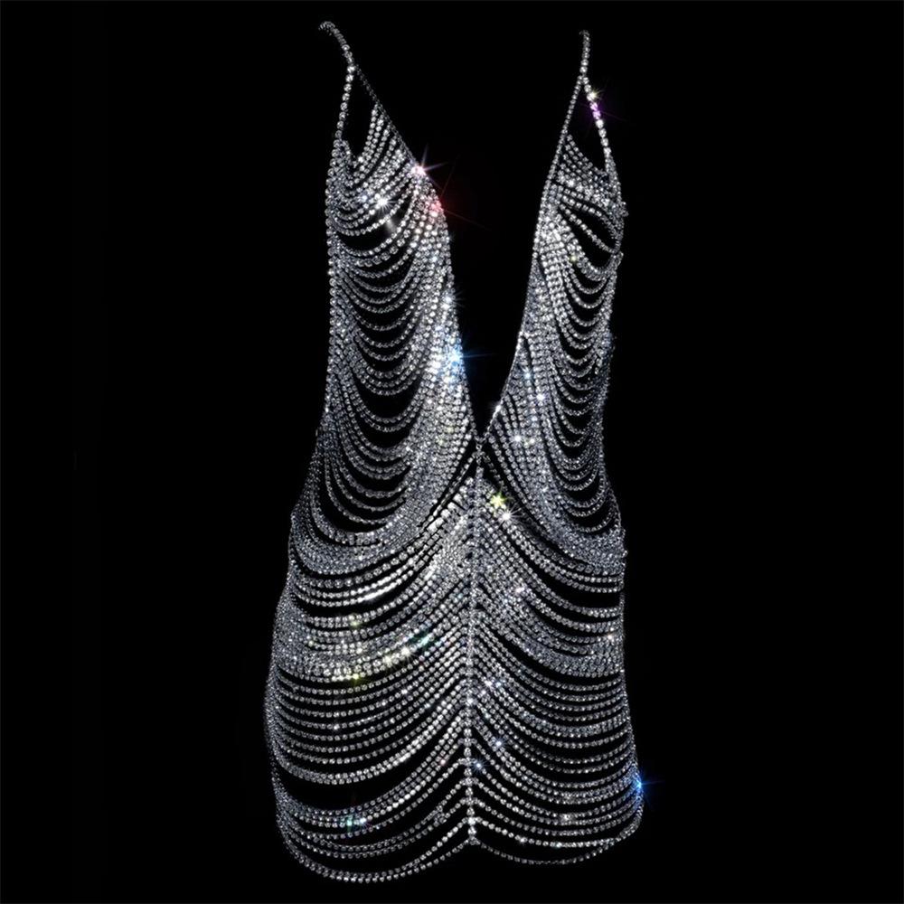 Fashion Exaggerated Multi-Layer Rhinestone Body Chain, Nightclub Performance Sexy Onesie European And American Accessories Body Chain