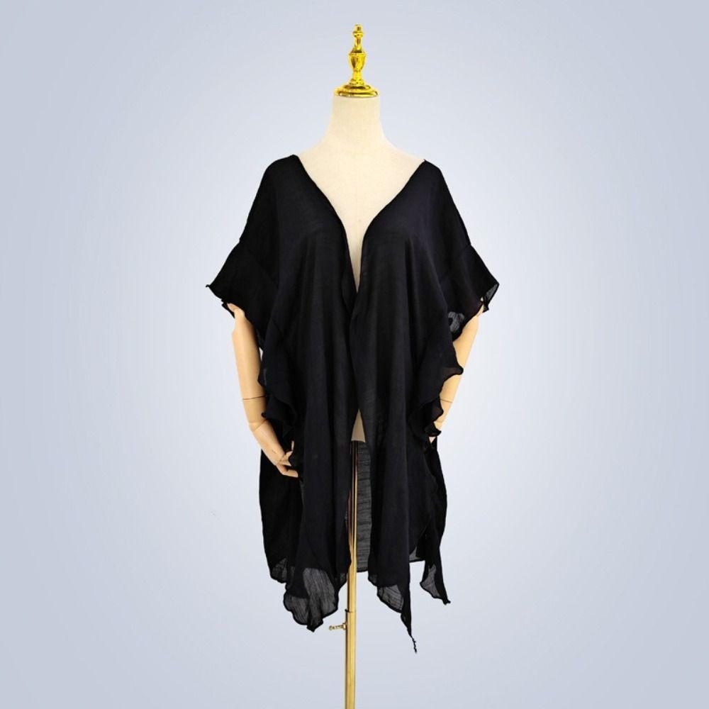Oversized Swim Cardigan Polyester Fiber Sun Protection Top Fashion Bikini Shawl  Women