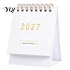 Durable Spiral Bound Calendar 2027 English Desktop Calendar, Minimalist Table Planner with Gold Easy Viewing Monthly Foil Cover, Thick Paper, 18-Month